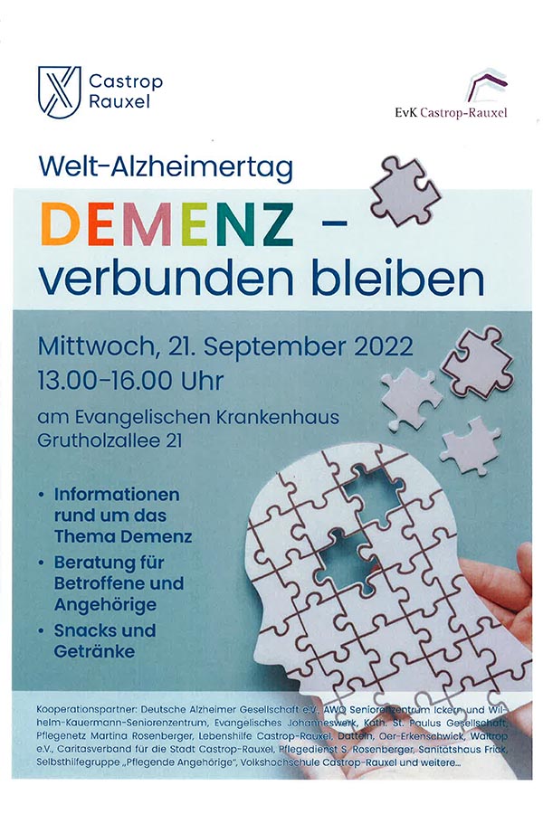 Plakat Welt-Alzheimertag am 21. Sept. 2022